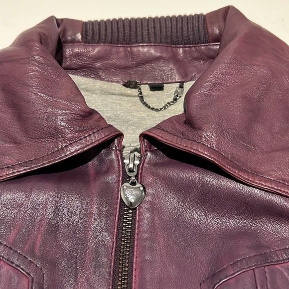 Guess Purple Leather Boho Moto Biker Bomber Jacket Small - Picture 2 of 9